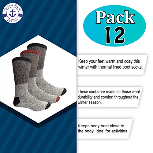 Image of Yacht & Smith Thermal Boot Crew And Tube Socks, Unisex Bulk Cold Resistant Weather Socks