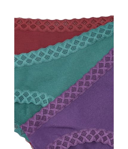 Image of Natori Women's Bliss Girl Brief 3-Pack Panties Dark Wisteria /Emerald Blue /Deep Rouge Large