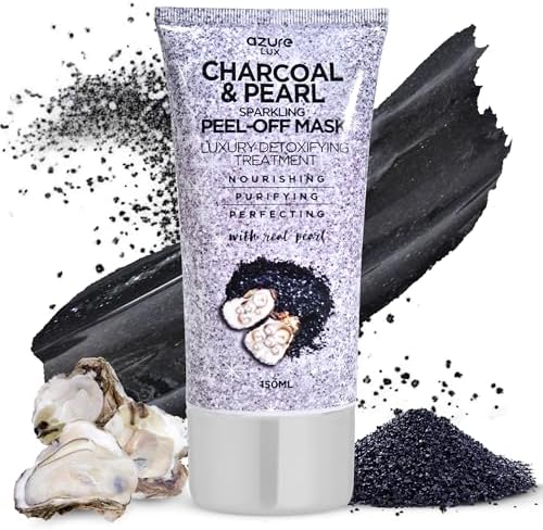 Azure Cosmetics Charcoal & Pearl Sparkling Peel-Off Mask - Korean Skincare for Anti-Aging, Dirt & Oil Control with Hyaluronic Acid & Collagen - Moisturizing & Purifying Face Mask - 150 ml