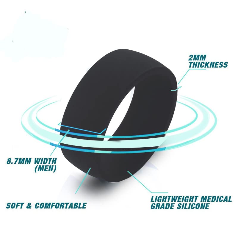 His Queen&Her King Ring Basic and Flat Rubber Silicone Couple Rings Comfortable Silicone Rings Custom Engraved Engagement Gift Wedding Band, Standard US Size 7 to 142