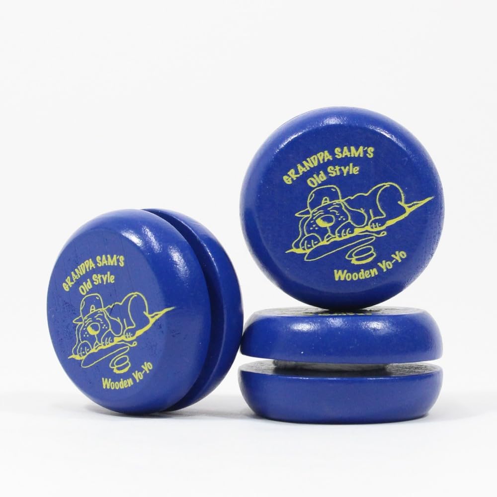 Grandpa Sam's Old Fashioned Wooden Yo-Yo by YoYoSam - Set of 3 (All Blue)