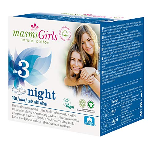 MASMI NATURAL COTTON Bio Binden Ultra Nacht Girls 3, 10 Stück Cover