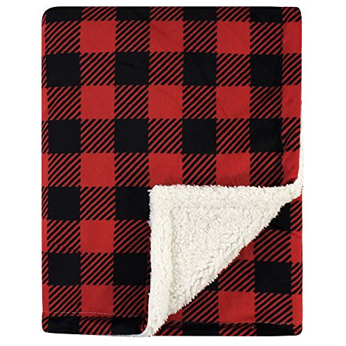 Image of Hudson Baby Unisex Baby Plush Mink and Sherpa Blanket, Buffalo Plaid, One Size