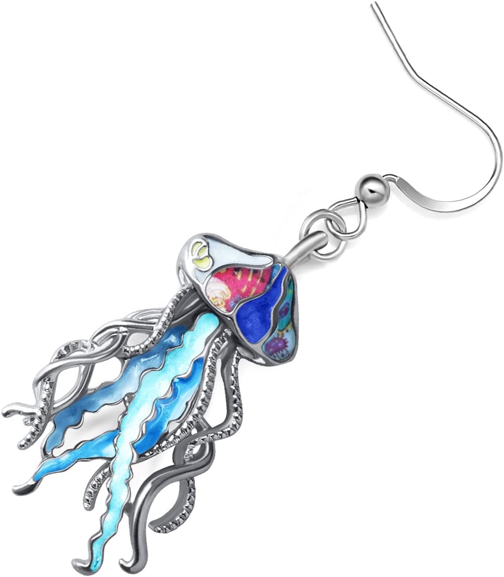 NEWEI Funny Enamel Whale Octopus Jellyfish Shark Earrings Seahorse Dangle Beach Jewelry for Women Hawaiian Gifts - Image 4