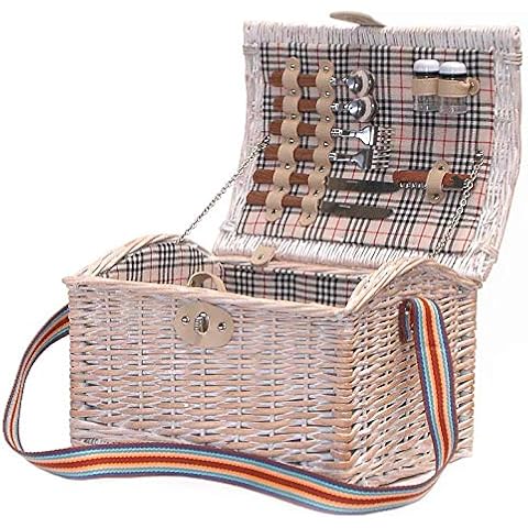 Shabby Chic Off White Picnic Basket for Two Cover