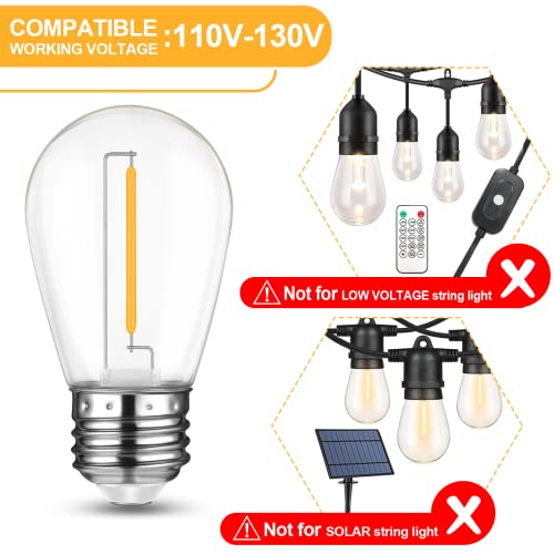 Mlambert Led String Light Bulbs, Shatterproof Outdoor String S14 Replacement Light Bulbs, Waterproof 1W Led Edison Bulbs Equal To 11W Incandescent, 2700K Warm White, E26 Bulb, 15 Pack, Not Solar Bulbs #TOP3