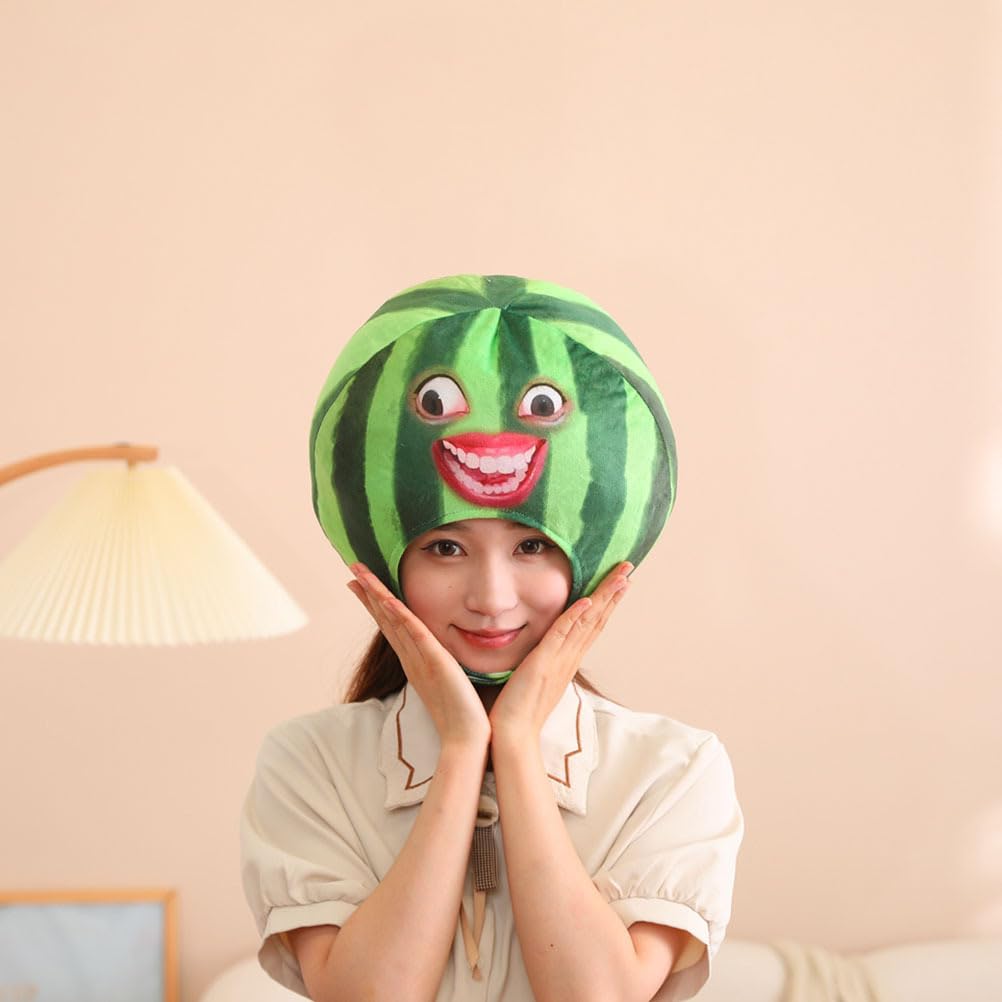 Funny Watermelon Hat, Plush Fruit Headpiece - Image 2