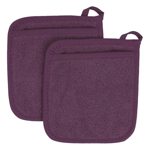 Ritz Terry Pocket Mitt & Hot Pad: Unparalleled Heat Resistant, Durable 100% Cotton – Ergonomically Designed for Optimal Grip – Easy-Care Machine Washable, Perfect for Your Kitchen – Beet, 2-Pk