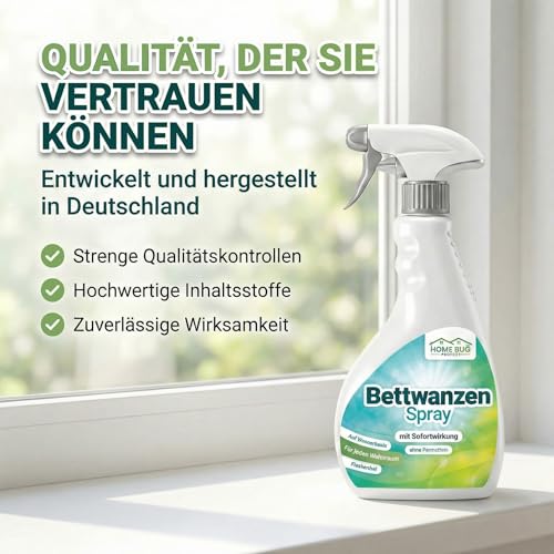 HomeBugProtect Bettwanzen Spray 500ml - Effektive Bettwanzen Bekämpfung - Bettwanzenspray für Matratzen, Möbel & Hotels mit leichtem Zitronenduft
