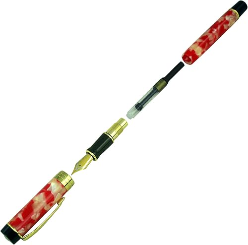 Miniatura 4 de Jinhao Century Series 100 - Pluma estilográfica, color rojo Koi, punta fina de 18 KGP con convertidor de tinta, clip de flecha, caja de regalo