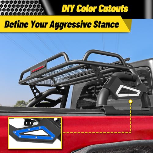 Image of MONOKING Roll Bar with Cargo Basket & Brake Light for Mid-Size Truck, Adjustable 54 inch-59 inch Chase Rack Sport Bar for Gladiator JT, Tacoma, Frontier, Canyon, Colorado, Ranger