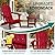 PLUUV Folding Adirondack Chair Set of 2, Hdpe All-Weather Patio Chairs with Cup Holder, Wooden Textured Fire Pit Chairs, Outdoor Chair for Poolside, Backyard, Deck?Red?