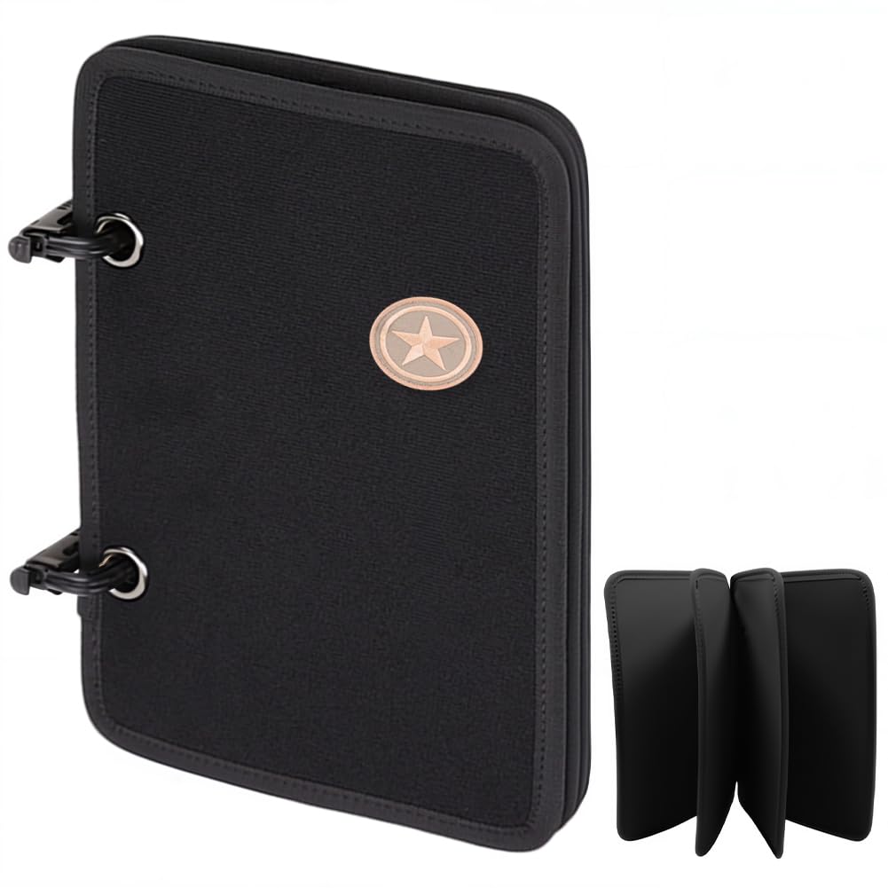 GORGECRAFT 193*27cm Tactical Patch Binder 4-Page Portable Patches Display Album Black Hooks and Loop Patch Collections Book for Morale Military Flag Funny Meme Badges Storage Armband Patch Organizer