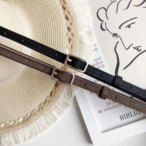 Trend Casual Luxury Design Retro Thin Belts Pin Buckle Waistband Jeans Waist Belt PU Leather Belt(black)3