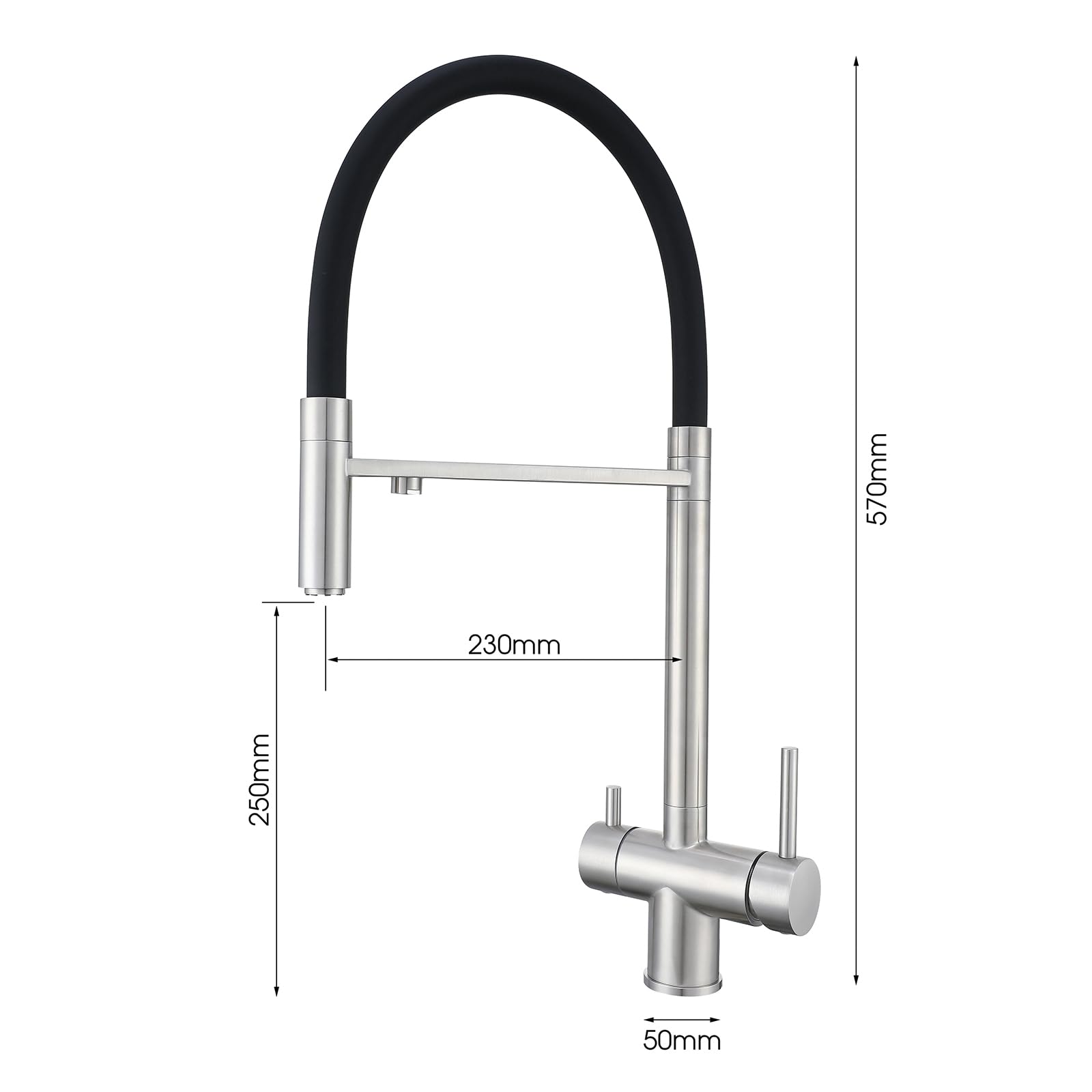 XJTNLB Miscelatore Cucina 3 Vie Acciaio Inox Oro Spazzolato+Bianco Rubinetto Tre Vie con Doccetta Estraibile Miscelatore Cucina con Doccetta Estraibile