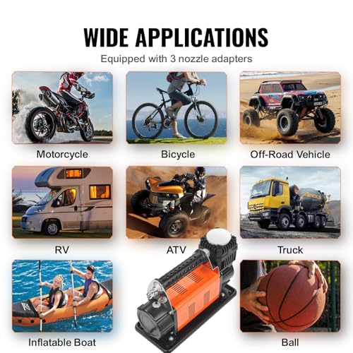 Image of VEVOR 12V Heavy Duty Air Compressor - with Digital Pressure Gauge Tire Inflator Kit, 7.06 CFM Portable Tire Inflator, 150PSI Offroad Air Pump with Adapters for Trucks Car SUV 4 x 4 Vehicle RV