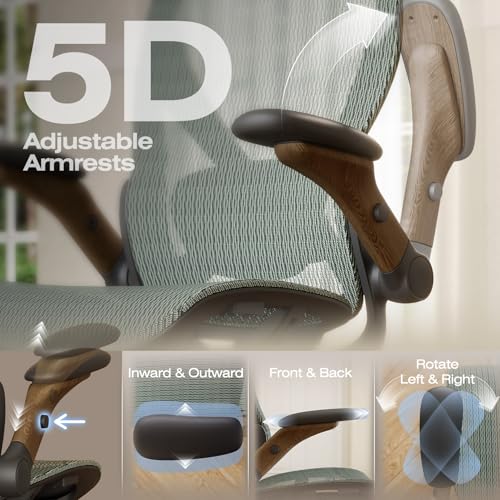 Image of ELABEST X100 Ergonomic Mesh Office Chair with Footrest, Big and Tall Hone Desk Chair with 5D Flip-Up Arms, Adjustable 3D Lumbar Support,Gaming & Executive Computer Chairs