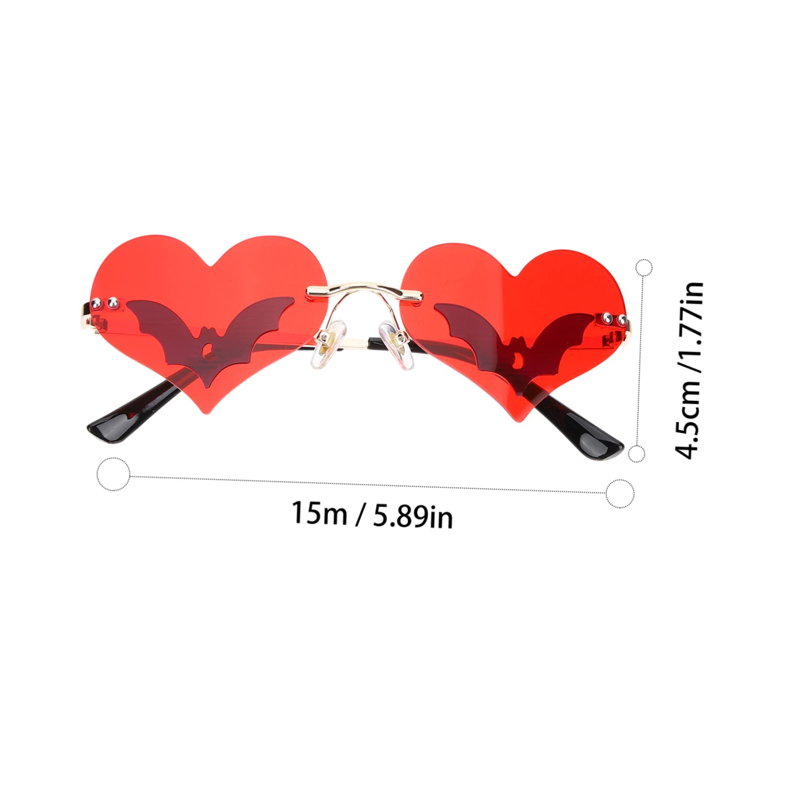 Healvian Funny Heart Sunglasses Rimless Sunglasses for Women Cool Teen Glasses Beach Party Accessory