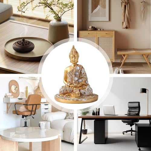 Statuette de bouddha en résine pour étagère et bureau - 5