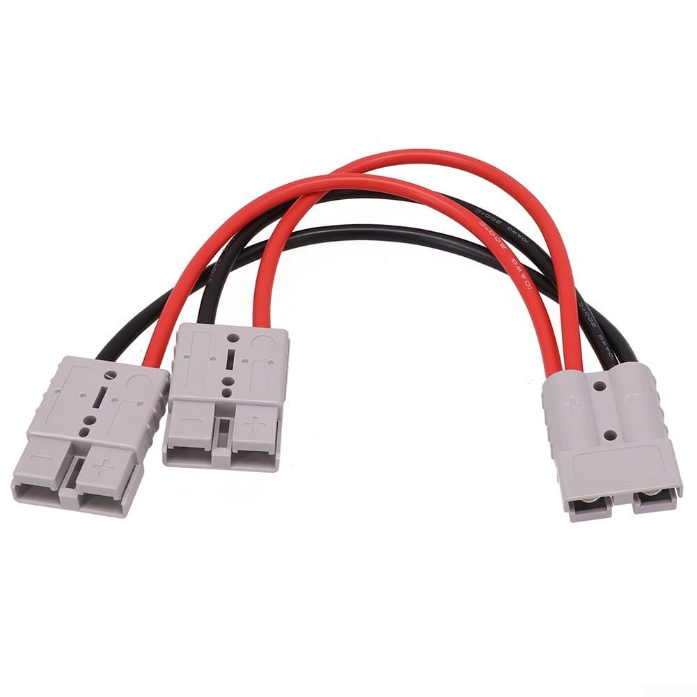 120 A für Anderson-Stecker auf Dual-Y-Adapter, 6 AWG, Auto-Kabel, Hochstrom-Stromanschluss für Schiffe, Yachten, Wohnmobile, Busse, Schwerlastfahrzeuge, 30 cm/50 cm, Grau (50 cm)