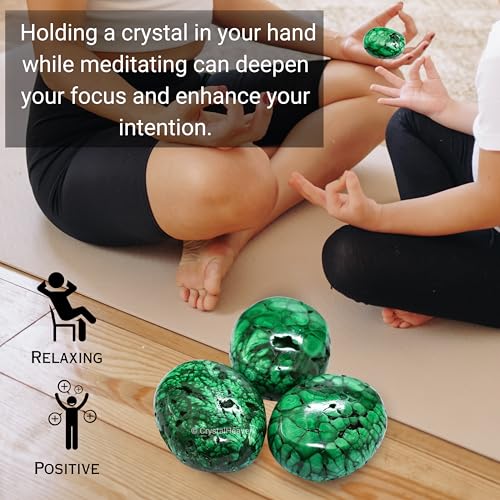 Image of Crystal Heaven Malachite Crystal Palm Pebbles Stones For Anxiety Stress Relief Massage-Aaa Grade Original Healing Gemstone Agate Palm Stone For Yoga Meditation Spiritual Reiki Feng Shui