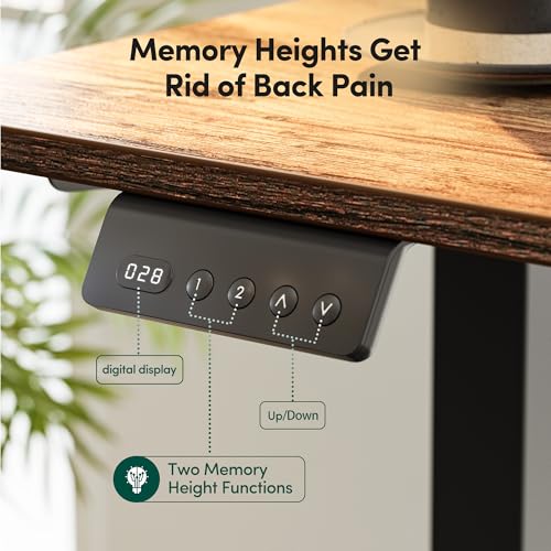 Image of CubiCubi L Shaped Standing Desk with Drawers 63 x 48 Inch Adjustable Height, Electric Corner Desk with Storage, Sit Stand Home Office Desk with Splice Board, Rustic Brown