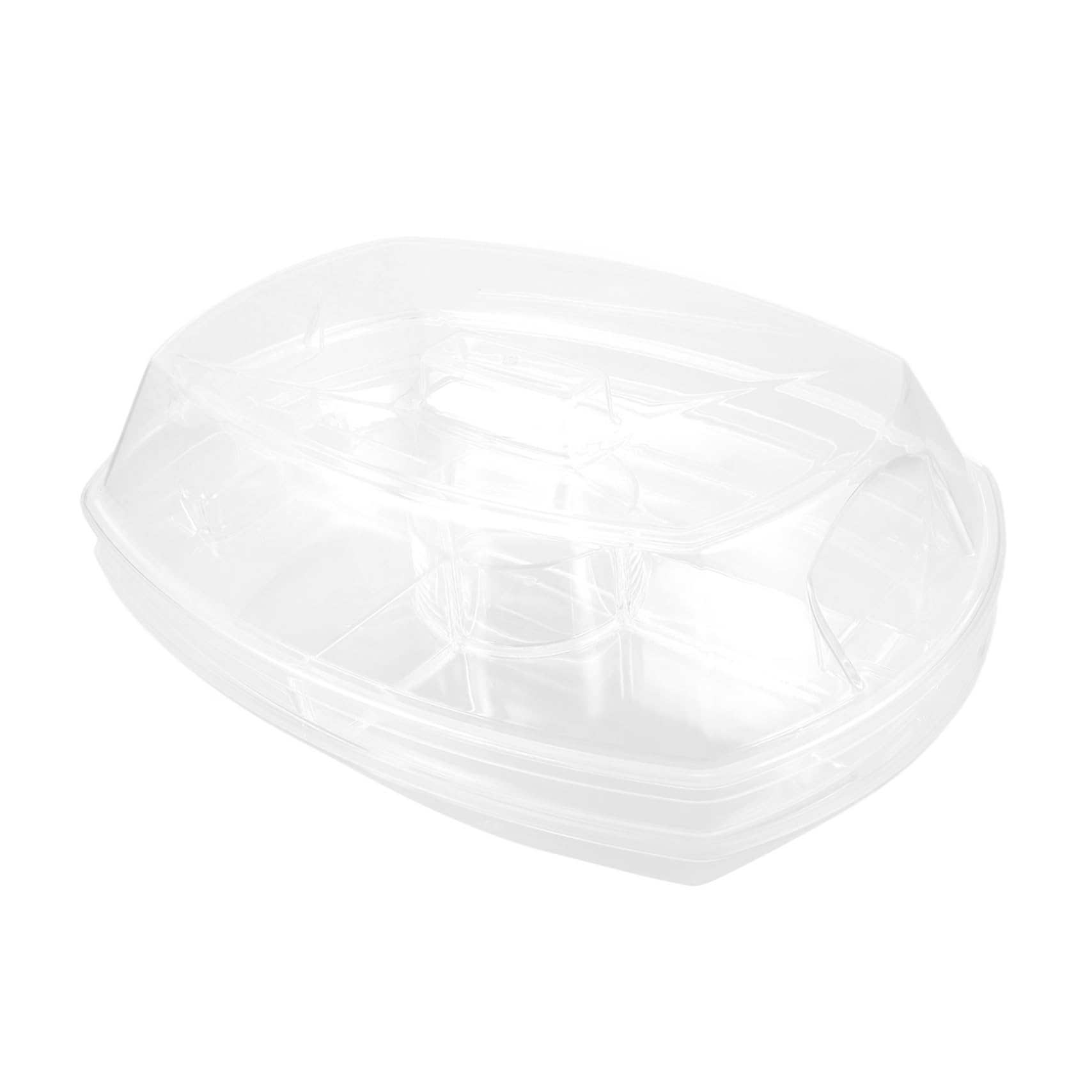 ULTECHNOVO 1 Set Fruit Tray with Lid Divided Ice Chilled Serving Tray for Parties Multi Compartment Fruit Platter Stylish and Sturdy Design for Entertaining and Snack Organization