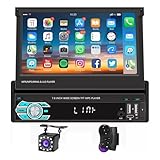 FINYQBET Central Multimidia Automotivo Tela Sensível ao Toque Retrátil de 7 Polegadas com Android Auto, CarPlay, Bluetooth e Câmera - Ideal para Dirigir com Segurança e Entretenimento em Viagens