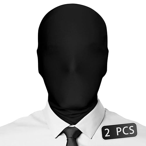 VZQI 2 Pieces Full Face Mask 2nd Skin Masks Halloween Cosplay Spandex Black Hood for Unisex Cloth - 2 Count (Pack of 1) - 2 Black