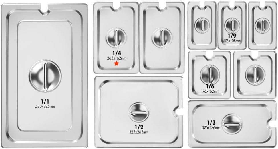 New Star Foodservice 1/4 Size Steam Table Pan Cover, Notched, 18/8 Stainless Steel, 24-Gauge