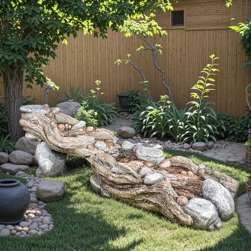 Jocoevol 60" Long Cascading Outdoor Rock Water Fountain, 5-Tier Tranquil River Waterfall, Realistic Rock Design, Serene Flowing Water Sound for Outdoor Garden, Patio, Landscaping, Home Decor by Jocoevol - Image 2