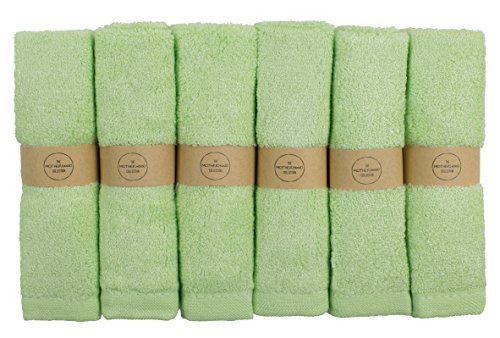 The Motherhood Collection 6 Pack Ultra Soft Baby Bath Washcloths, Rayon from Bamboo Towels, Perfect Baby Gifts | Baby Registry | Baby Travel Bathing Kit, 10"x10" White (Green)