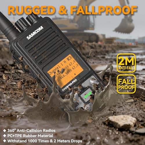 Image of SAMCOM FPCN10A-PRO Long Range 2 Way Radios, 2026 Upgrade High Power 3000mAh Walkie Talkies for Adults, UHF Handheld Radio, Channel Name Customized, Group Call for Church Contruction Warehouse, 2 Pcs