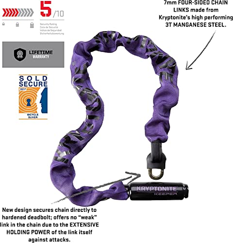 Kryptonite Keeper 785 Bike Chain Lock, 2.8 Feet Long Heavy Duty Anti-Theft Bicycle Chain Lock With Keys For Bike, Motorcycle, Scooter, Bicycle, Door, Gate, Fence #TOP3