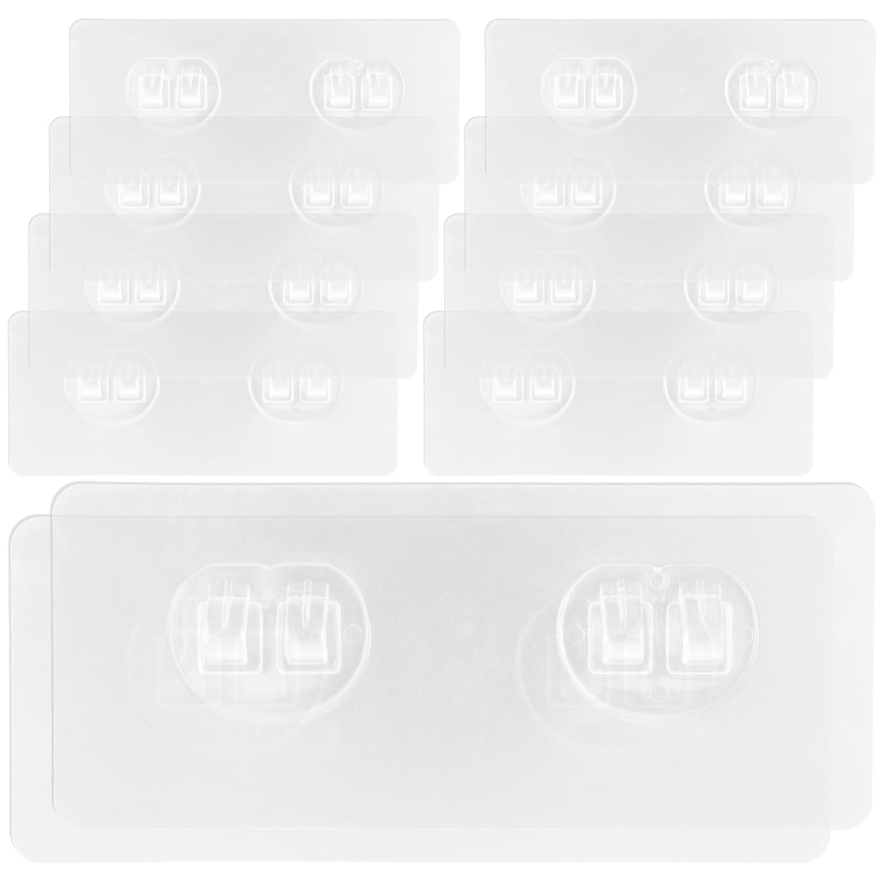 SHOWERORO 10 Pack Shower Caddy Adhesive Replacement Transparent Double Claw Adhesive Wall Hooks for Shower Caddy Basket Shelf