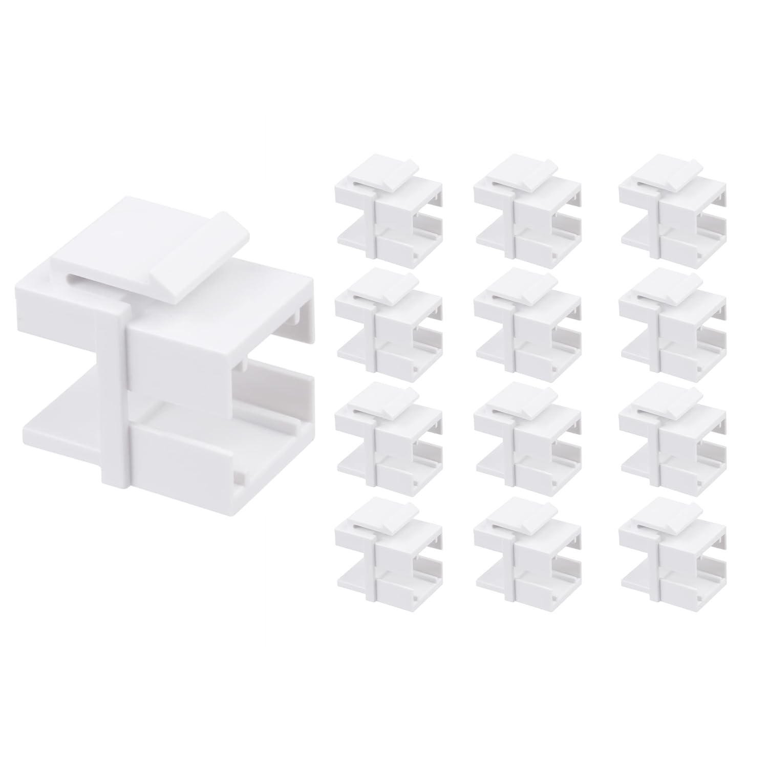 Fiber Optic Coupler Keystone Jack Modular for Patch Panels and Wall Plates (White, Small, 12)