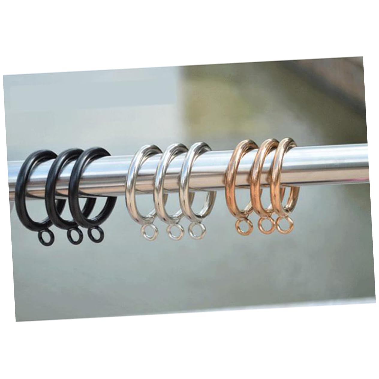Cabilock 20pieces Metal Drapery for Curtain Rods Black Curtain Accessories Inner Diameter for Hanging Hooks and Clips for Easy Installation