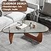 Triangle Glass Coffee Table-Mid-Century Modern End Table Solid Wood Base and Vintage Tempered Transparent Glass Top Coffee Tables Living Room Balcony (32.3 * 24 * 16in, Walnut Transparent)