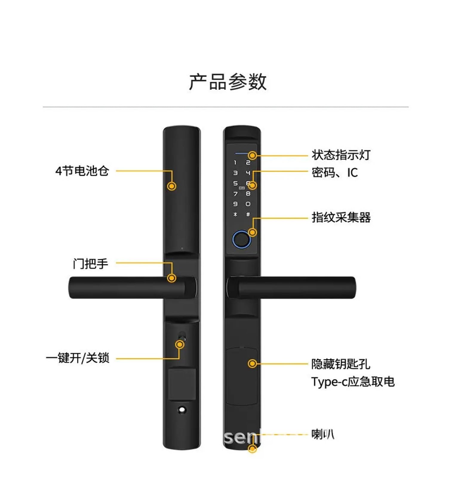 Serratura Smart, Serratura Impermeabile For Impronte Digitali Ponte Rotto Serratura A Combinazione Con Maniglia Bassa In Alluminio Porta A Doppia Porta Cortile In Lega Di Alluminio Intellinte ,Smart L