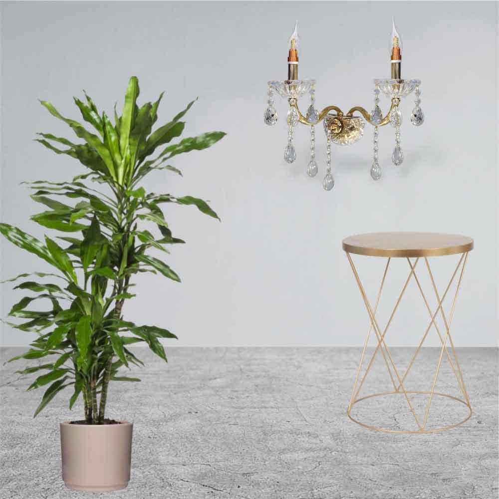 Vetrineinrete® Applique candelabro lampada da parete con gocce pendenti di cristallo in acrilico 2 bracci attacco E14 oro e argento stile retrò E35-O illuminazione lampadario casa (Oro) G66