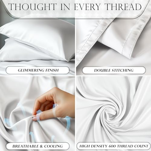 Image of DECOLURE Satin Sheets Twin Size | Softer Than Silk | Luxury 3 Pc Bed Set