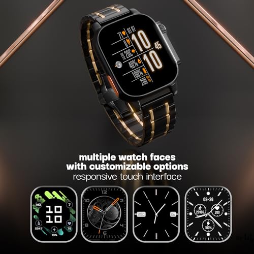 Image of Vibez by Lifelong Premium Luxury Smart Watch for Men - 60 Day Battery 950mAH - 2.02 Ultra HD Display & 900 NITS Men's Smartwatch - Stainless Steel Dial & BT Calling (Pacific,Black)