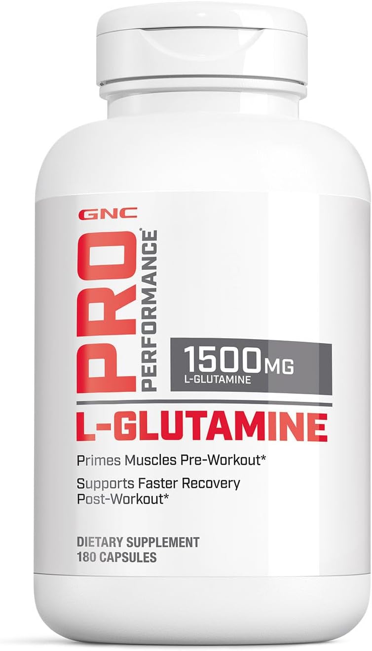 Pro Performance L-Glutamine 1500mg, Amino Acid Supplement, Supports Muscle Recovery & Function, Fuels Immune System, Plays Key Role in Protein Synthesis, Unflavored, Gluten Free, 180 Capsules