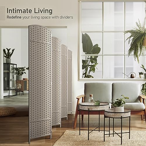 Sorbus 8 Panel Room Divider 6 ft. Tall - Privacy Screen, Extra Wide Double Hinged Panels, Mesh Hand-Woven Design, Partition Room Dividers and Folding Privacy Screens, Wall Divider for Room Separation - Thumbnail 2