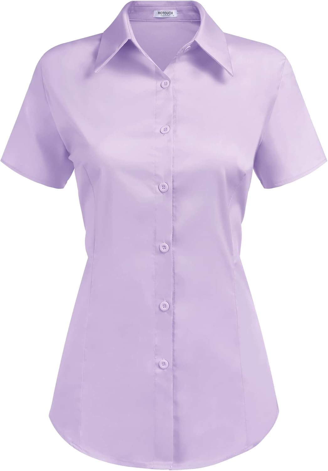 HOTOUCH Women's Basic Button Up Shirt Short Sleeve Stretchy Button Down Collared Shirts Waitress Work Shirt
