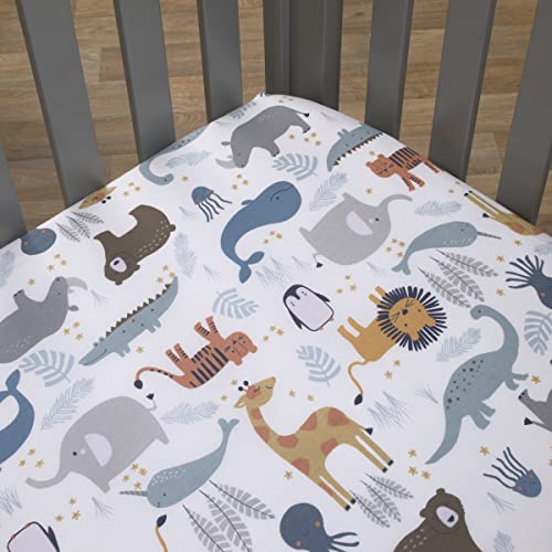 Nojo Zoo Animals White And Gray 4 Pc Crib Bedding Set #TOP4