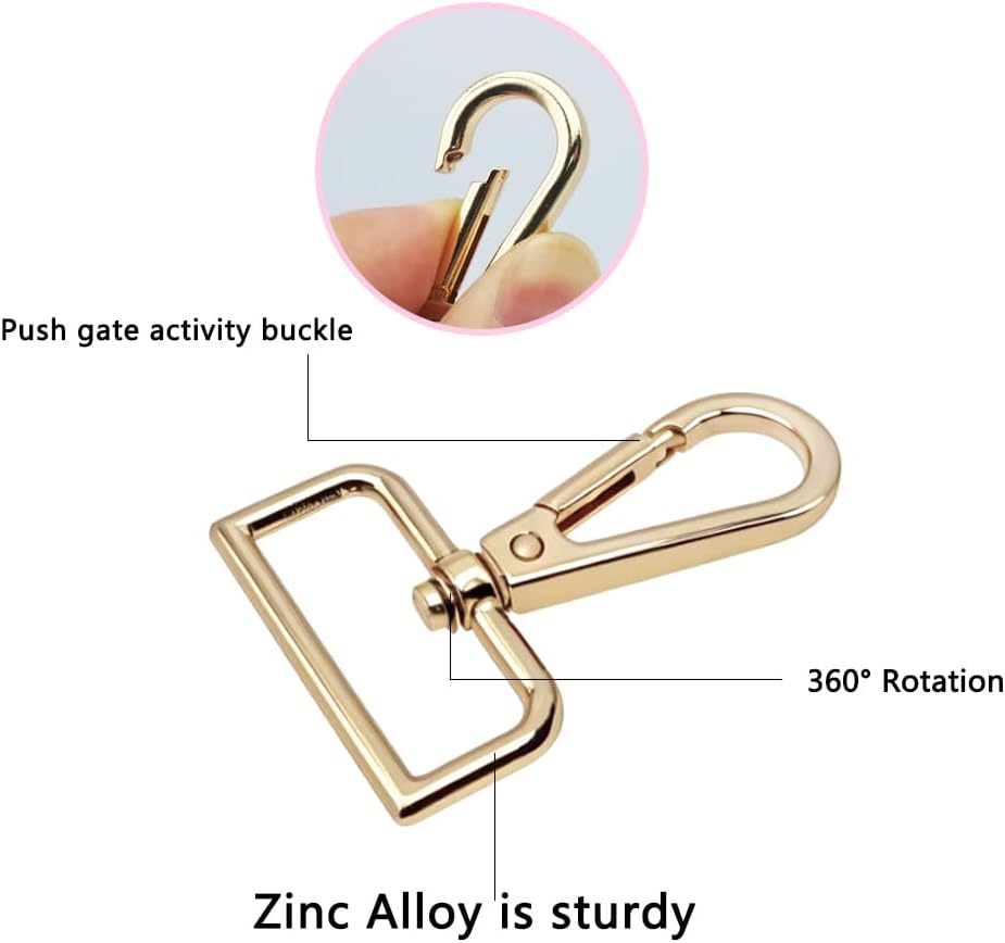 30 Pcs D Rings for Purse Bag, AFUNTA Hardware Purse Heavy Duty Swivel Snap Hooks and Tri-Glide Slide Buckles for Bag Making Buckles Craft (25mm/31mm) - Image 3