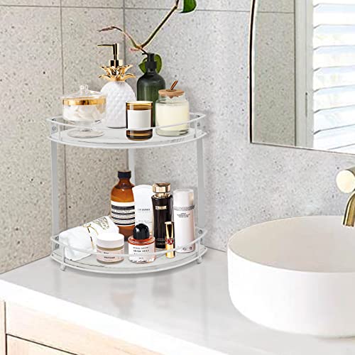 2-Tier Corner Shelf Bathroom Countertop Organizer,Vanity Organizer Cosmetic Holder Perfume Makeup Standing Rack,Kitchen Countertop Spice Rack Organizer Wooden Storage Shelf Under Sink Organizers #TOP3