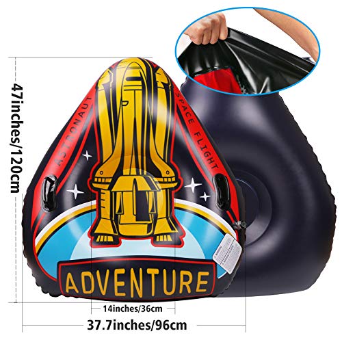 Winzwon Snow Tube for Adult and Kid Heavy Duty Inflatable Large Snow Sledding Tube with Handles for Winter Christmas Snow(Yellow & Triangle) - Thumbnail 6
