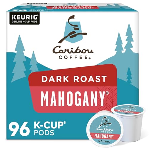 Caribou Coffee Mahogany, Single-Serve Keurig K-Cup Pods, Dark Roast Coffee, 96 Count